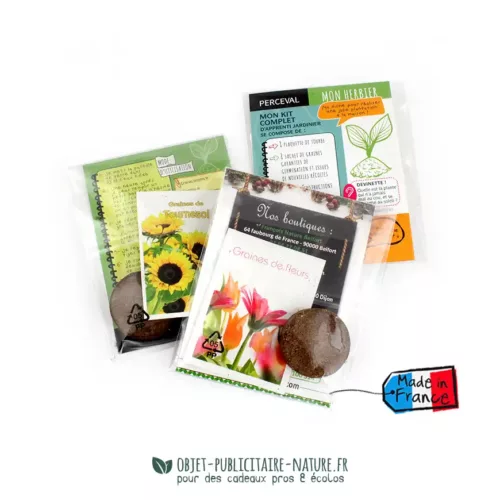 Kit de plantation ludique en sachet transparent publicitaire