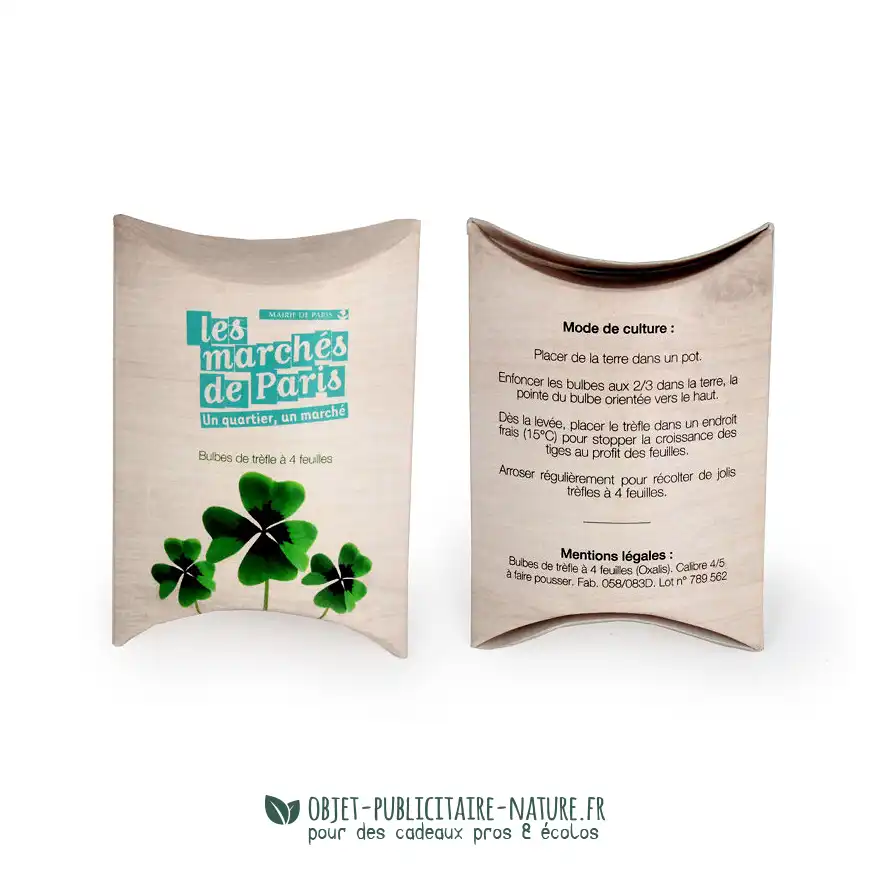 Goodies écologique - Bulbes de trèfle à 4 feuilles en berlingot à personnaliser