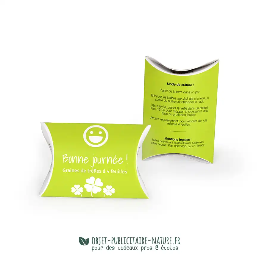 Goodies écologique - Bulbes de trèfle à 4 feuilles en berlingot à personnaliser