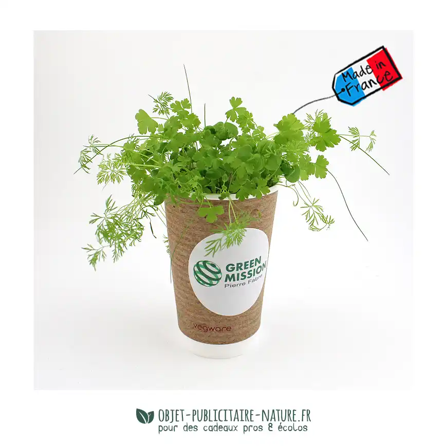 Kit de plantation publicitaire personnalisable en pot biodégradable