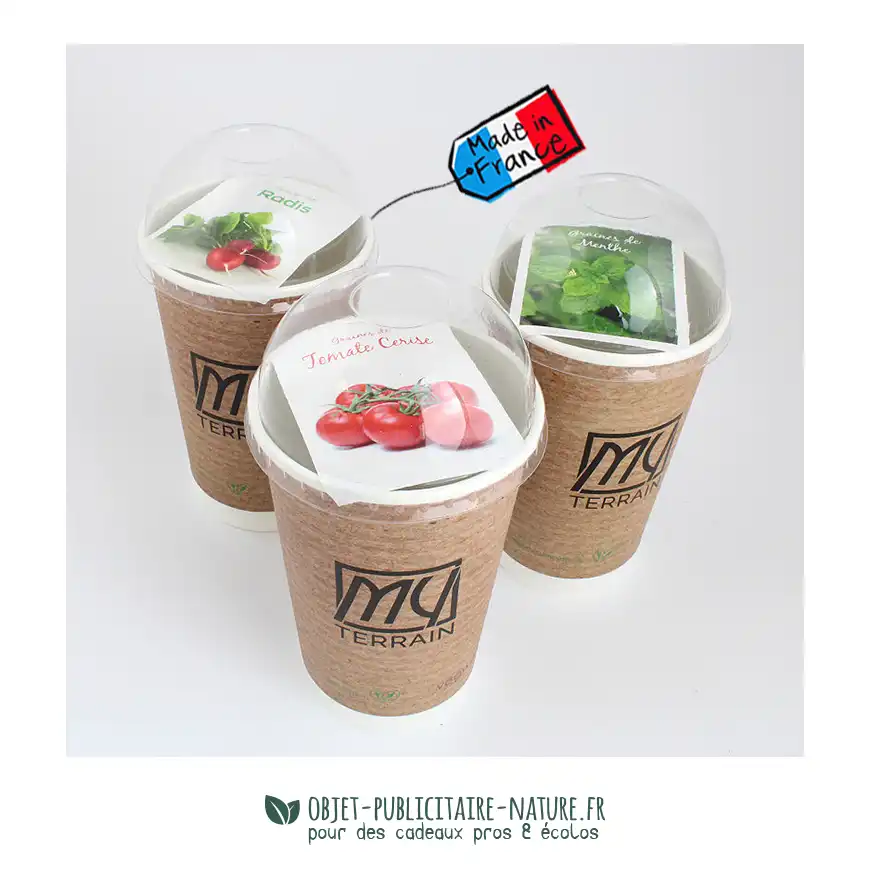 Kit de plantation publicitaire à personnaliser en pot biodégradable