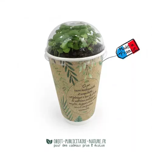 Kit de plantation publicitaire en pot biodégradable personnalisable