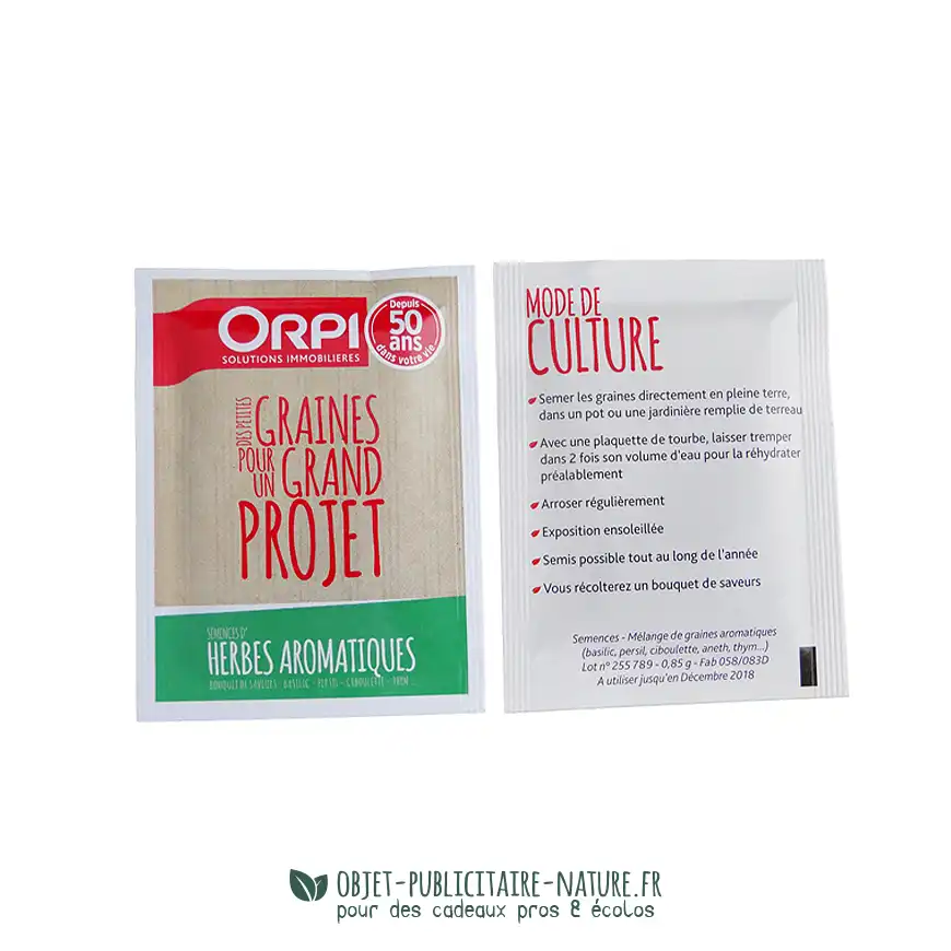 Sachet de graines publicitaire moyen format 60x80 mm personnalisé