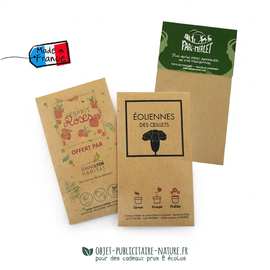 Sachet de graines en papier kraft publicitaire personnalisable