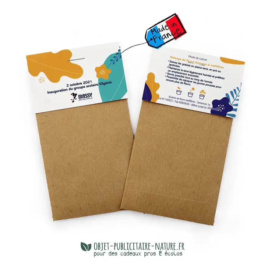 Sachet de graines en papier kraft publicitaire personnalisé