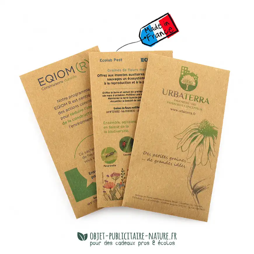 Sachet de graines en papier kraft publicitaire à personnaliser