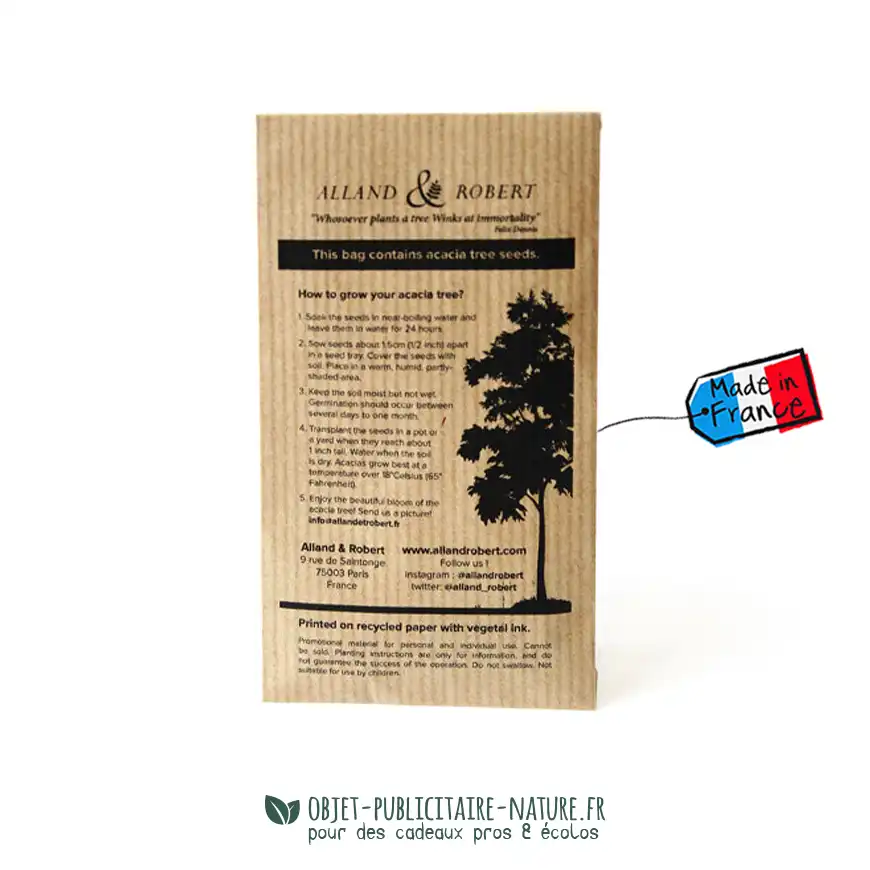 Sachet de graines en papier kraft publicitaire personnalisé