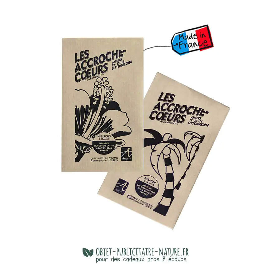 Sachet de graines en papier kraft publicitaire personnalisé en France