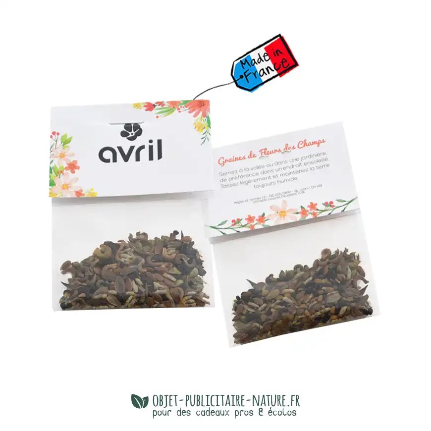 Sachet de graines transparent avec cavalier cartonné 60x80mm publicitaire