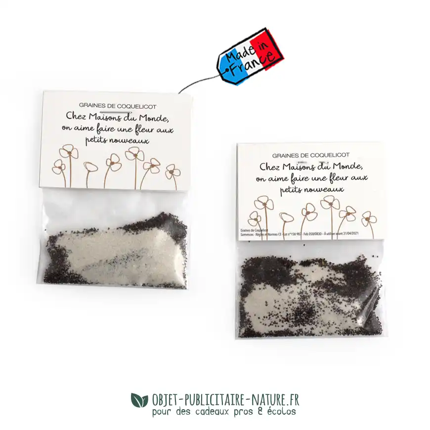 Sachet de graines transparent avec cavalier cartonné 60x80mm personnalisé