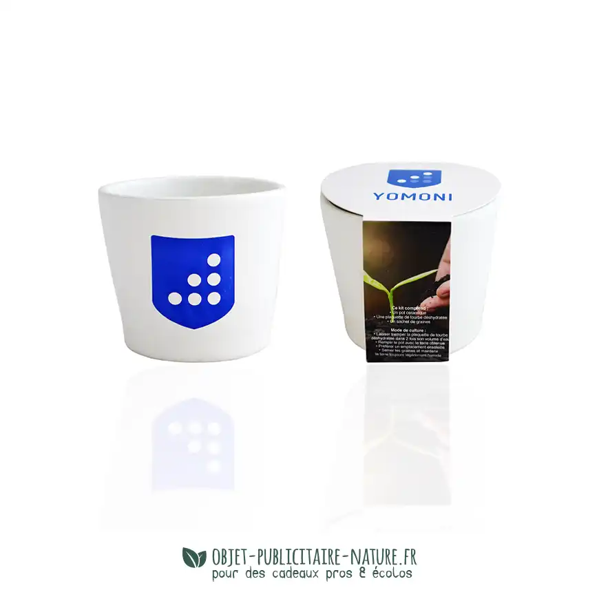 Kit de plantation avec pot en céramique publicitaire