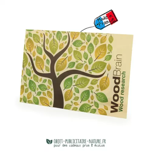 Carte de voeux en bois au format A6 à personnaliser