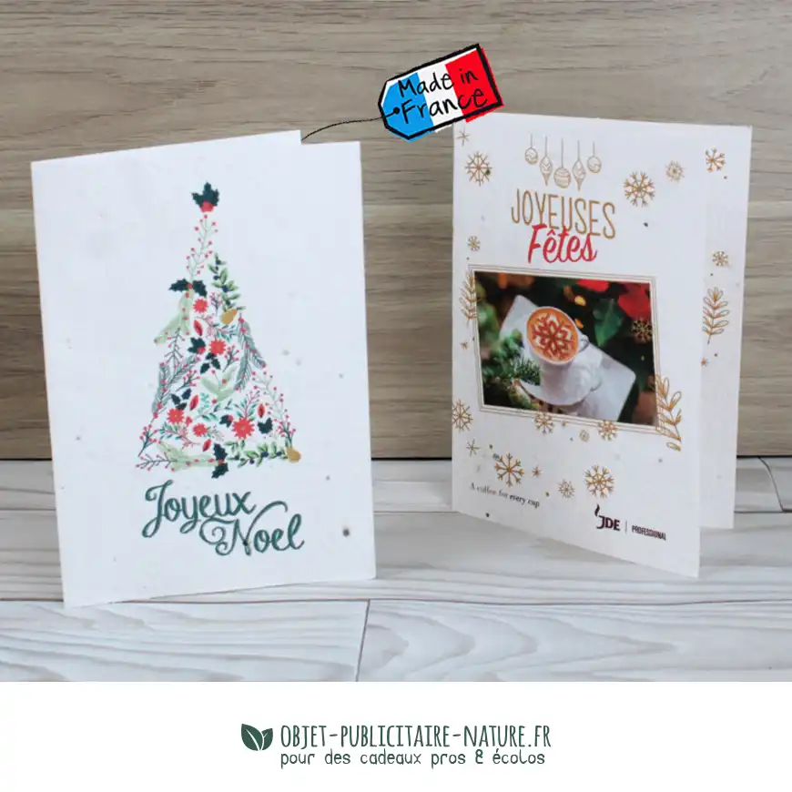 Carte voeux / dépliant publicitaire à personnaliser avec graines incorporées