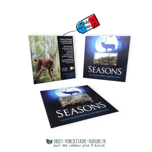 Carte de voeux avec capsule de graines à semer publicitaire