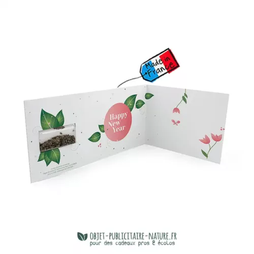 Carte de voeux avec sa capsule de graines