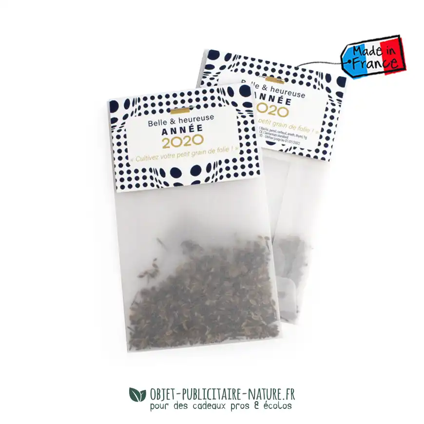 Sachet de graines en papier calque avec cavalier publicitaire