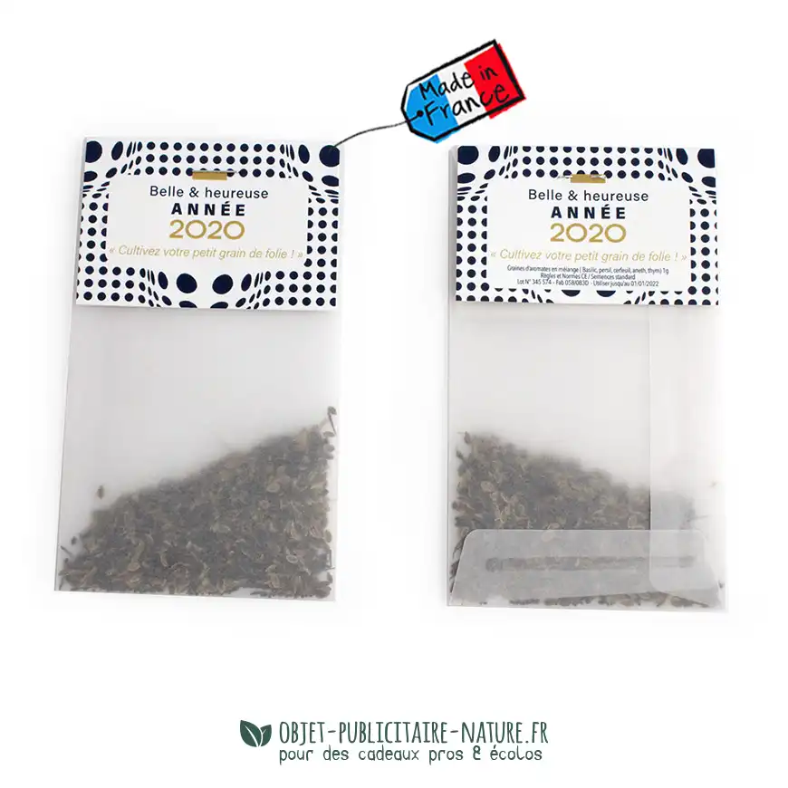 Sachet de graines en papier calque avec cavalier publicitaire personnalisable