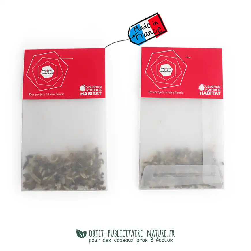 Sachet de graines publicitaire en papier calque avec cavalier personnalisable