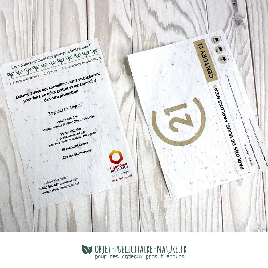 Tapis de semis publicitaire A5 (148x210mm) papier graines incorporées à personnaliser