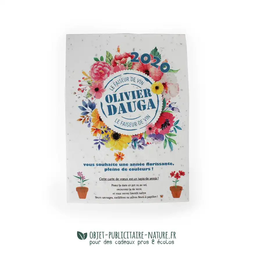 Tapis de semis publicitaire A5 (148x210mm) papier graines incorporées personnalisable