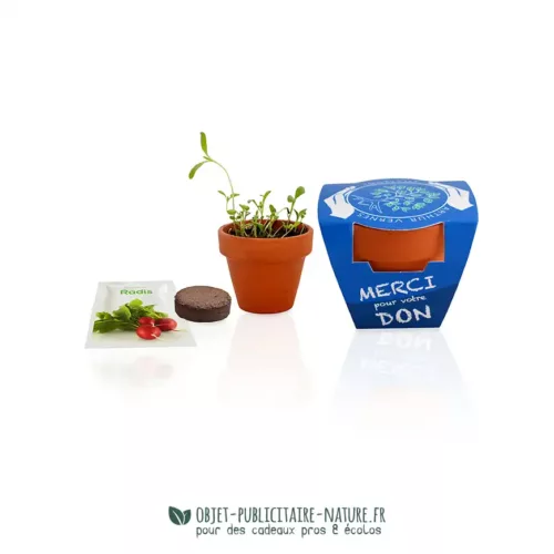 Kit de plantation publicitaire en pot cuite terre cuite petit format 6cm à personnaliser