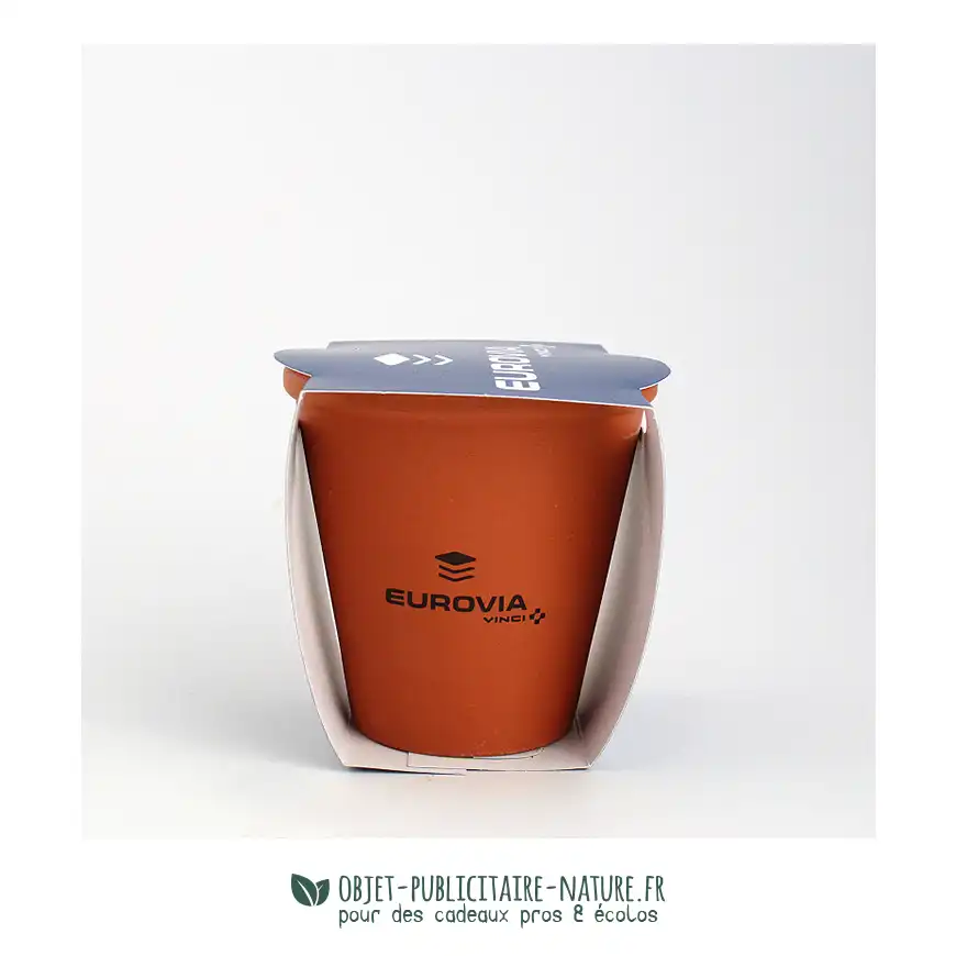 Kit de plantation publicitaire en pot de terre cuite grand format 10cm personnalisable