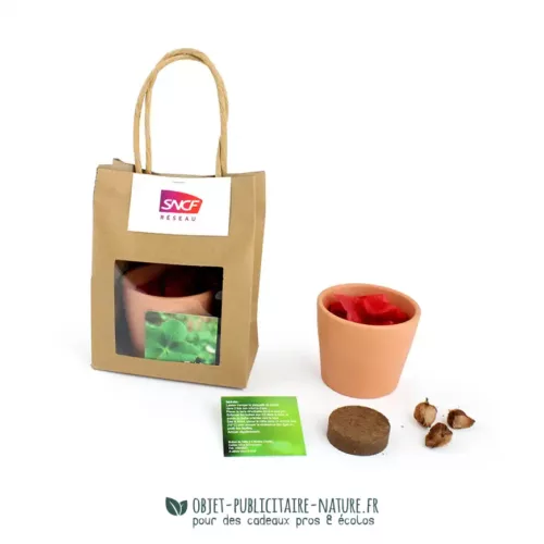 Sac kraft publicitaire avec pot en terre cuite personnalisé