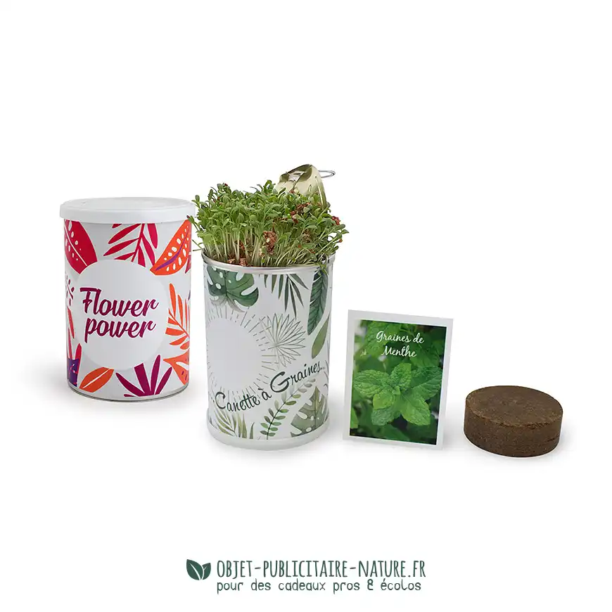 Kit de plantation de graines publicitaire en canette personnalisée