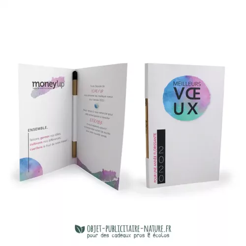 Carte de voeux / Dépliant publicitaire avec crayon à planter Sprout