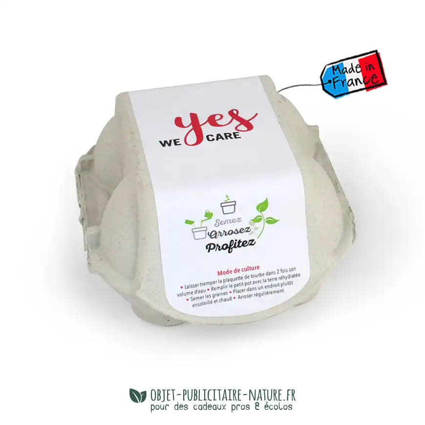 Kit de plantation boîte 4 oeufs biodégradable et compostable personnalisable