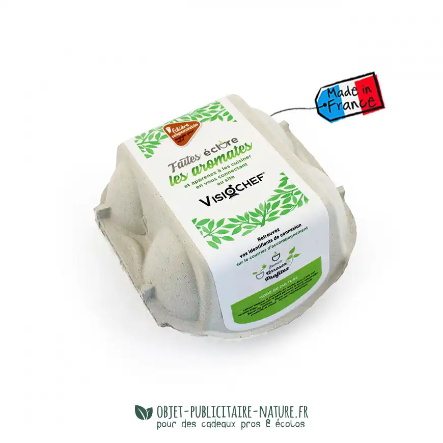 Kit de plantation boîte 4 oeufs biodégradable et compostable publicitaire à personnaliser