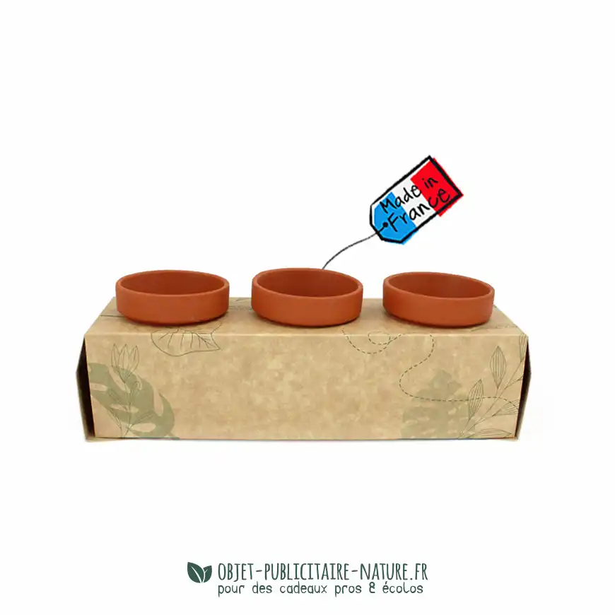 Kit de plantation publicitaire présentoir 3 pots personnalisé