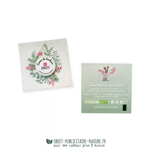 Sachet de graines en papier végétal personnalisé petit format 55x55mm