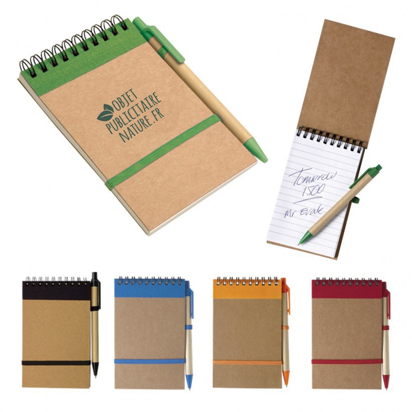 Bloc-notes spirale publicitaire avec stylo – Image 2