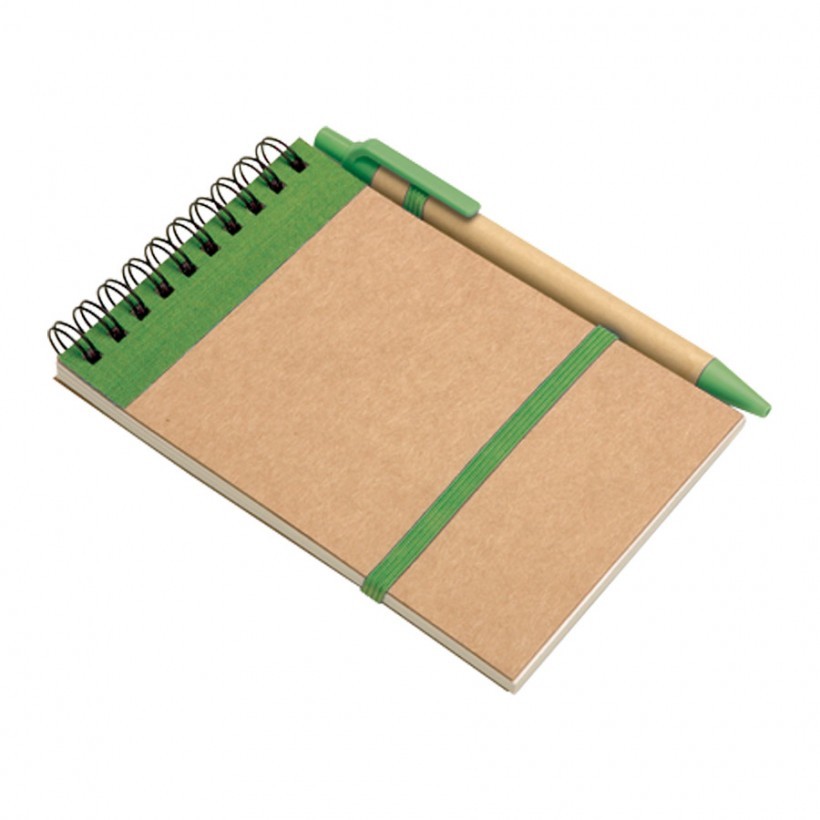 Bloc-notes spirale publicitaire avec stylo – Image 3