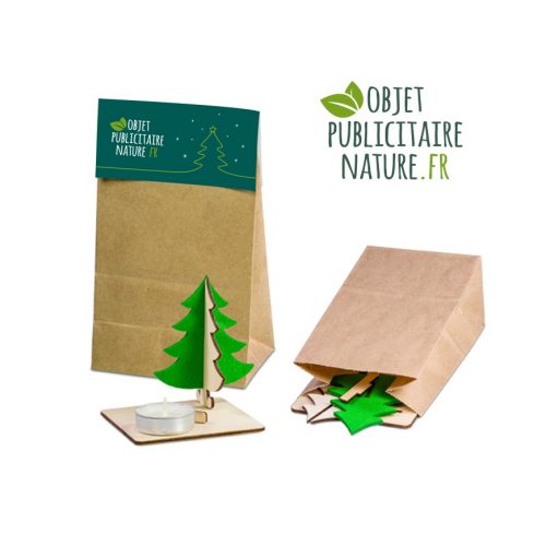 Kit puzzle sapin de Noël en bois avec bougeoir chauffe plat