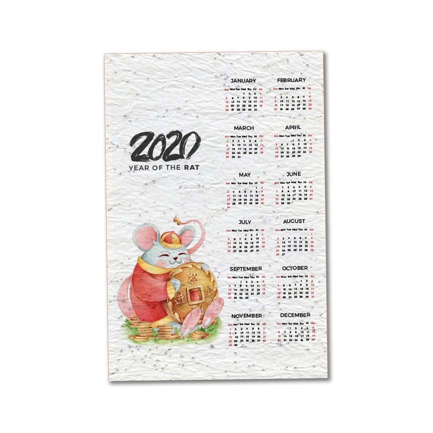 Calendrier 2021 imprimé sur papier ensemencé - 12 mois/page
