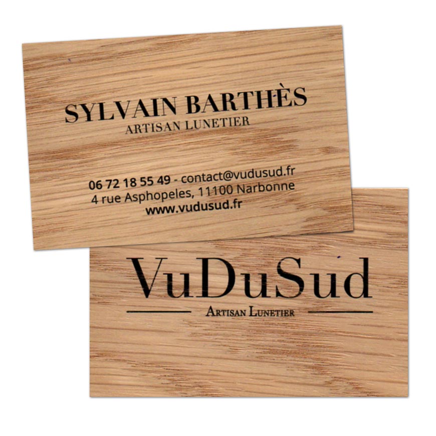 Carte de visite bois recto verso