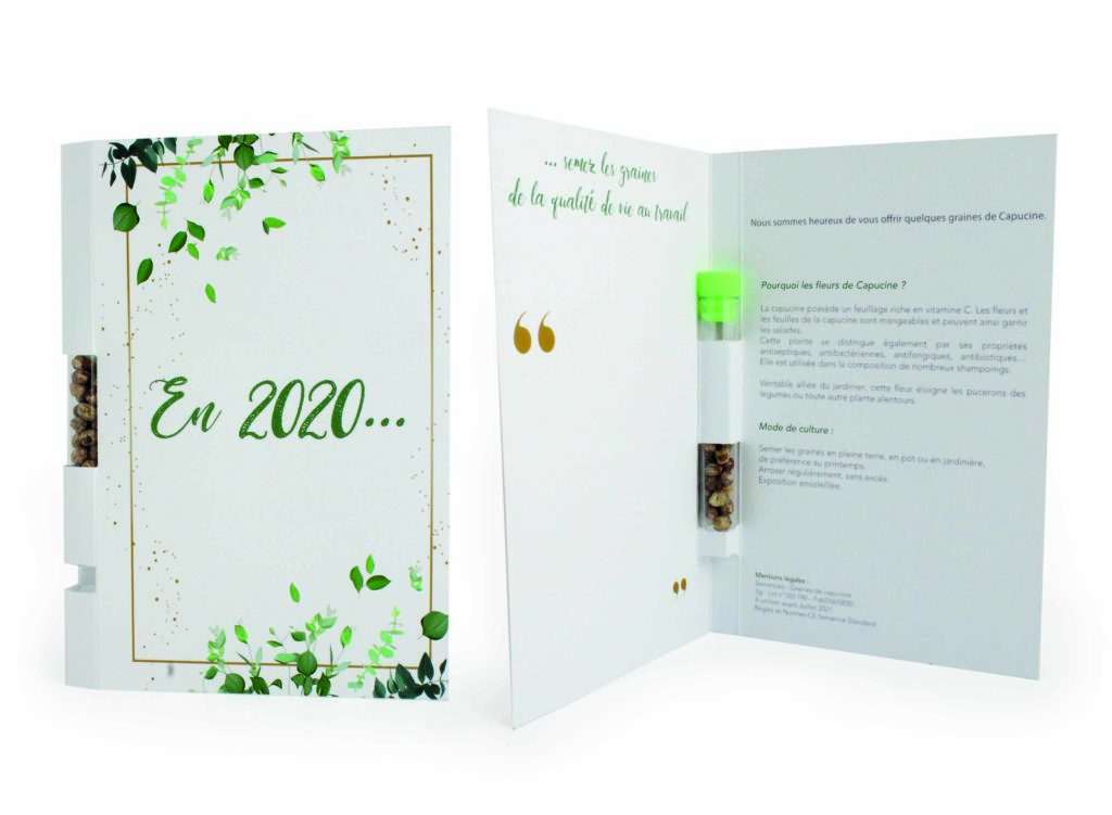 Carte de vœux avec tube de graines