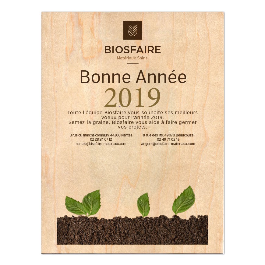 Carte de voeux en bois format A5