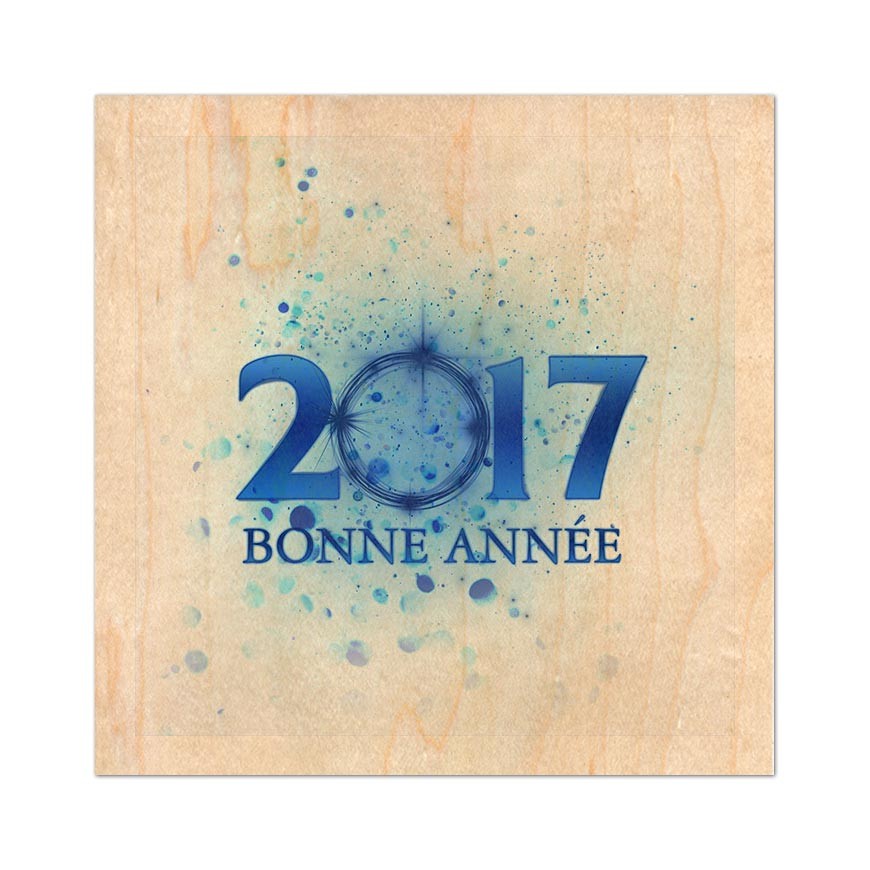 Carte voeux et calendrier en bois format carré 145x145mm