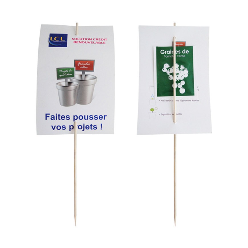 Carte personnalisée sur tige avec sachet de graines