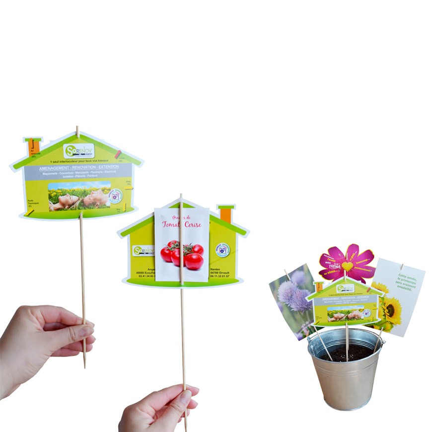 Carte personnalisée sur tige avec sachet de graines