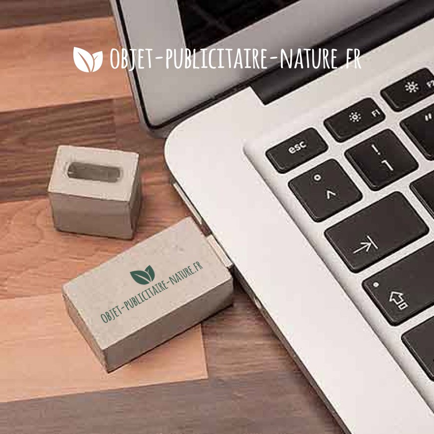 Clé USB en béton personnalisable classique avec marquage 1 couleur