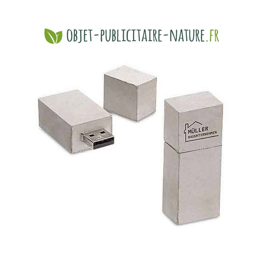 Clé USB en béton personnalisable classique avec marquage 1 couleur