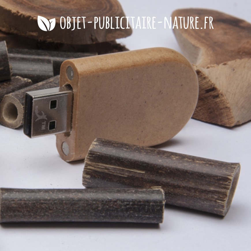 Clé USB en papier recyclé personnalisable - Modèle plat arrondi