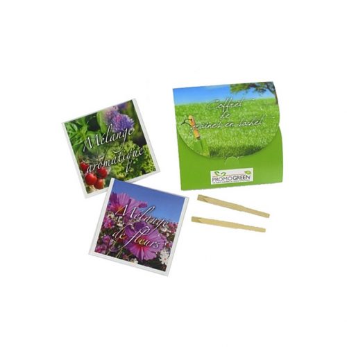 Coffret publicitaire personnalisable 2 sachets de graines