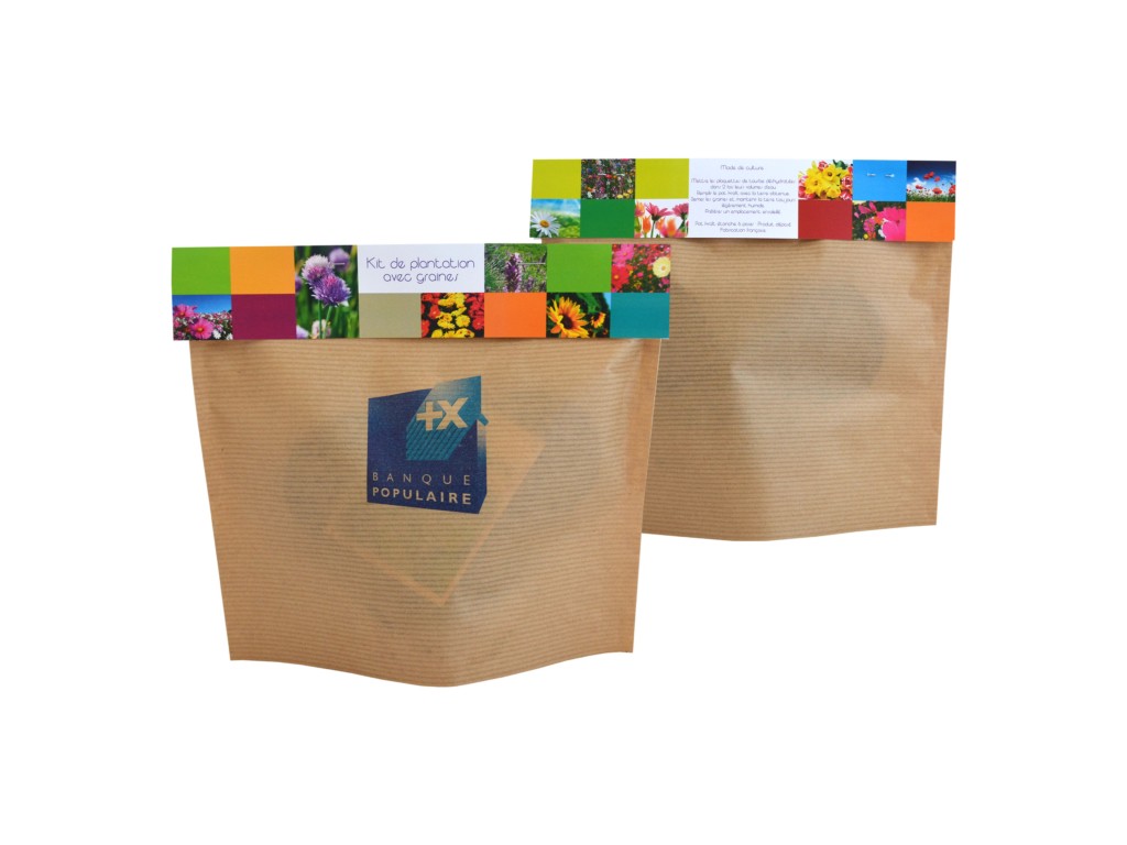 Kit plantation sac autoportant kraft - Cavalier et pot personnalisable