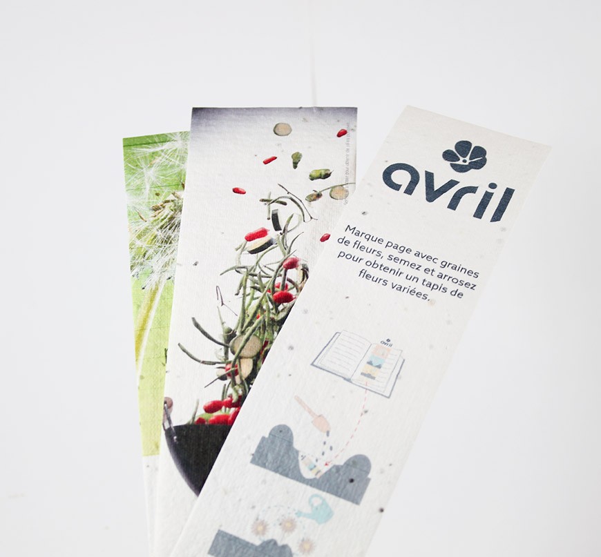 Marque page publicitaire biodégradable à planter (graines au choix)