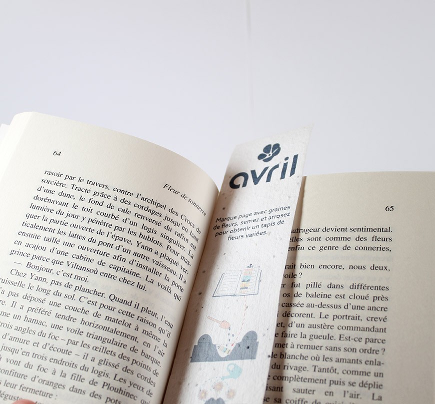 Marque page publicitaire biodégradable à planter (graines au choix)